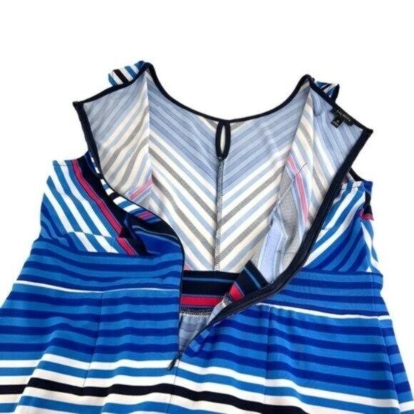 Talbots Blue Striped Sleeveless Fit and Flare Summer Dress - Picture 5 of 6